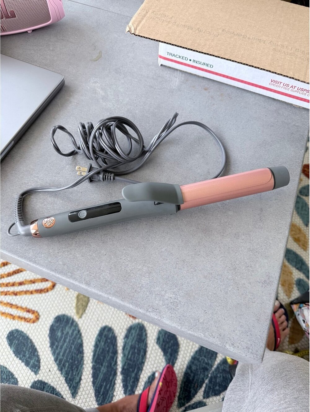 Hairitage Curl Envy 1.25” Ceramic Tourmaline Curling Iron Tested Works Pink Gray